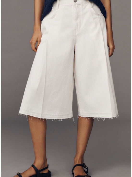 Pilcro Pants - Pilcro White Wide-Leg Culotte Shorts